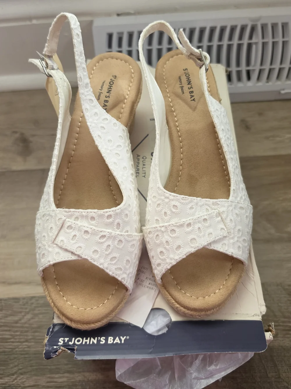 St. John's Bay Slingback espadrille wedge sandals / Peep-toe wedges